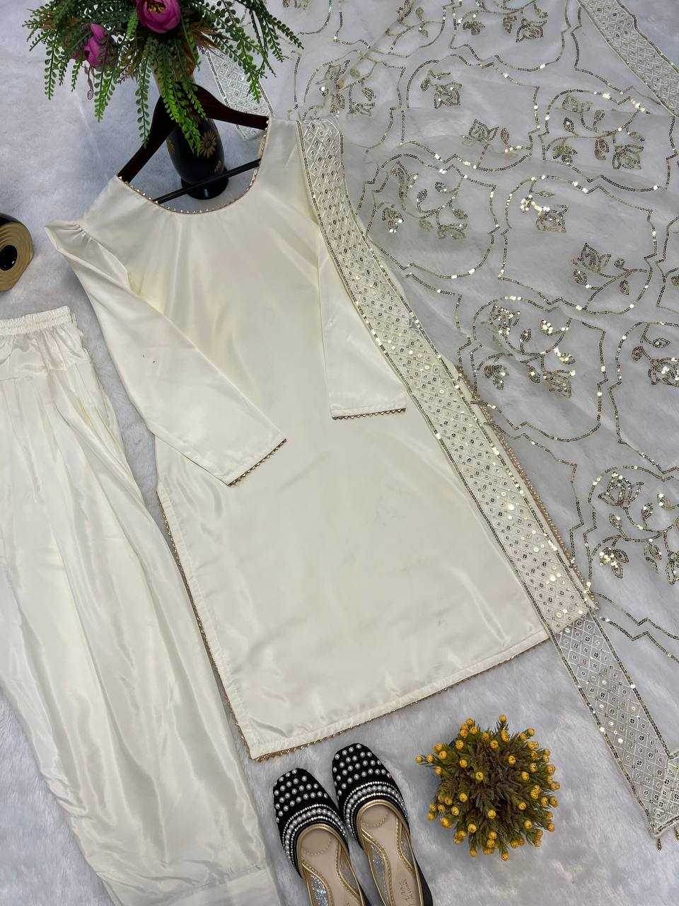 Crepe Silk Ladies Party wear Designer Suit - MYLUXURY LANE ENTERPRISE